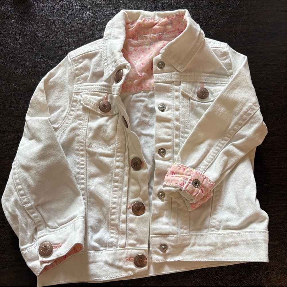 Girls Kids 2-3T Denim Stylish Jacket Heart Snaps